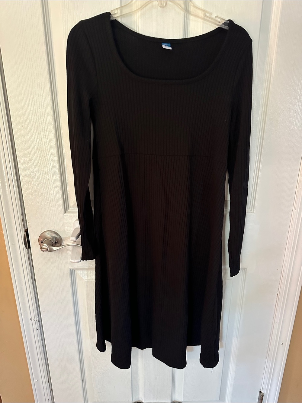 Maternity Black Long-Sleeve Ribbed Knit Dress - Classic Women's Dress